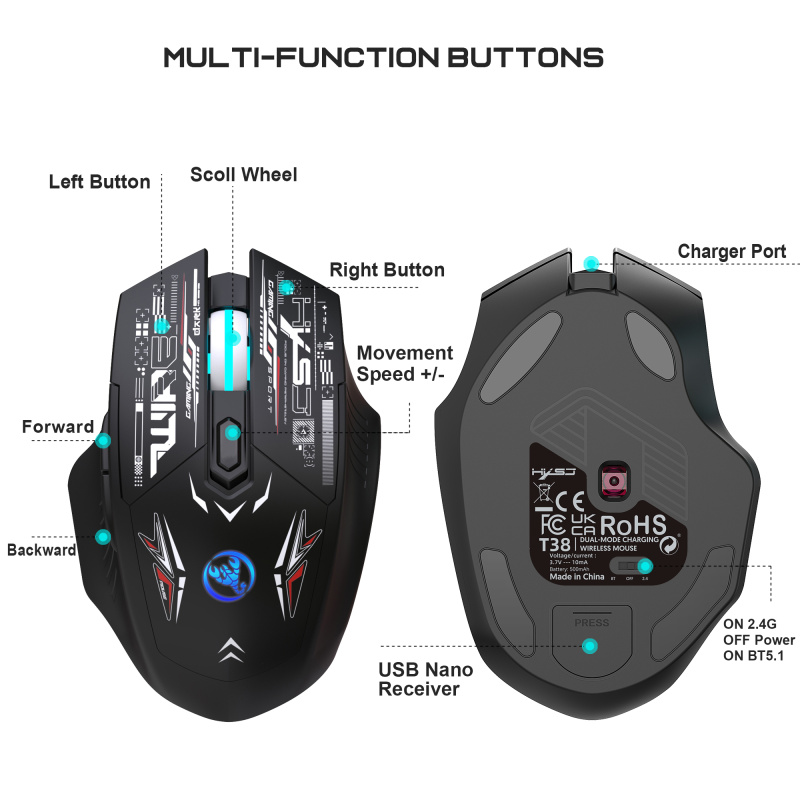 2.4G+BT5.1 Dual-Mode Wireless Mouse